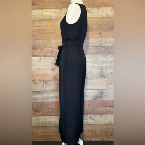 🌻 H&M Black Sleeveless Wide Leg Tie Waist Romper Jumpsuit* size Small - Picture 4 of 10